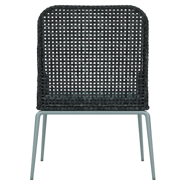 Bernhardt Bernhardt Antilles Wicker Outdoor Arm Chair — Pewter Gray Open-Weave, Powder-Coated Steel Frame, Plush Cushion - Made to Order X0161WQ