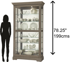 Hekman Furniture 680640 Tyler V Curio Cabinet - Elegant Lighted Display With Adjustable Shelves & Locking Door Design Aged Grey Tyler V Curio Cabinet 680640