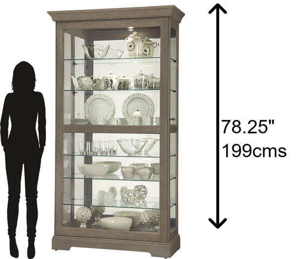 Hekman Furniture 680640 Tyler V Curio Cabinet - Elegant Lighted Display With Adjustable Shelves & Locking Door Design Aged Grey Tyler V Curio Cabinet 680640