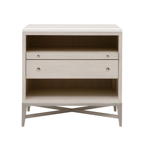 Ashby Place Accent Nightstand with Center Drawers and USB-C Port Natural with Reflection Gray Finish P359141 Pulaski Furniture