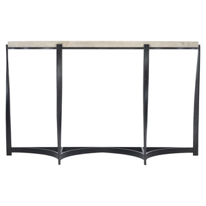Bernhardt Bernhardt Berkshire Laminated Stone Console Table With Twisted Aged Pewter Steel Base, 54"W 405910