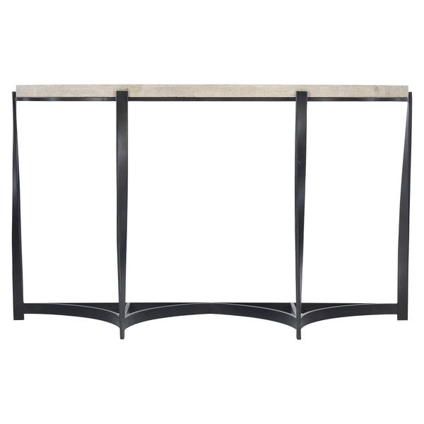 Bernhardt Bernhardt Berkshire Laminated Stone Console Table With Twisted Aged Pewter Steel Base, 54"W 405910