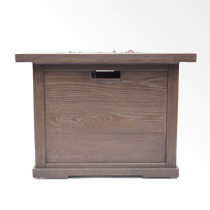 English Elm Outdoor Square Gas Fire Pit 40000 Btu Mgo Wood Grain Finish Propane Tank Enclosed 61907.00-40K