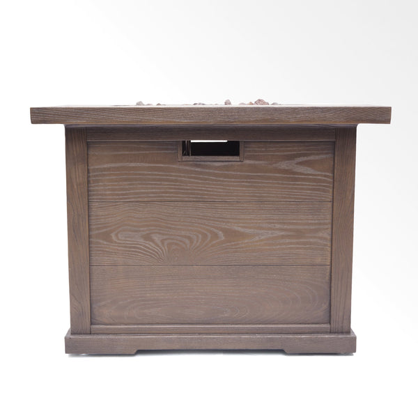 English Elm Outdoor Square Gas Fire Pit 40000 Btu Mgo Wood Grain Finish Propane Tank Enclosed 61907.00-40K