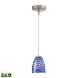 Low Voltage 5'' Wide 1-Light Mini Pendant - Brushed Nickel with Sapphire (S) Glass - Includes LED Bulb PF1000/1-LED-BN-S Elk Lighting