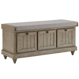 Homelegance By Top-Line Nikita Storage Bench with Linen Seat Cushion Grey Wood