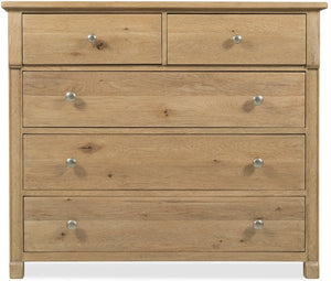 Hooker Furniture Driftwood Buckboard Five-Drawer Chest With Cedar Lined Bottom, Self-Closing Drawers & Knobs Light Wood 6820-90011-80