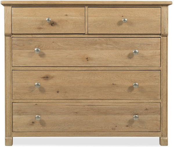 Hooker Furniture Driftwood Buckboard Five-Drawer Chest With Cedar Lined Bottom, Self-Closing Drawers & Knobs Light Wood 6820-90011-80