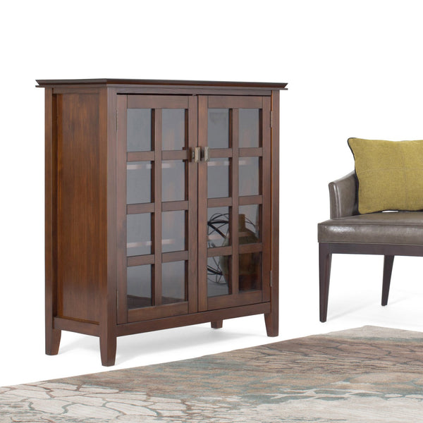 English Elm Artisan Medium Storage Cabinet – Handcrafted Russet Brown With Glass Doors For Stylish Organization B136P159470