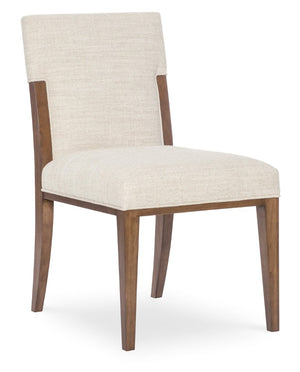 Hooker Furniture Eleana Beige Upholstered Dining Chair With Welt Trim, Tapered Light Caramel Walnut Legs — Transitional Comfort 7252-75412-85