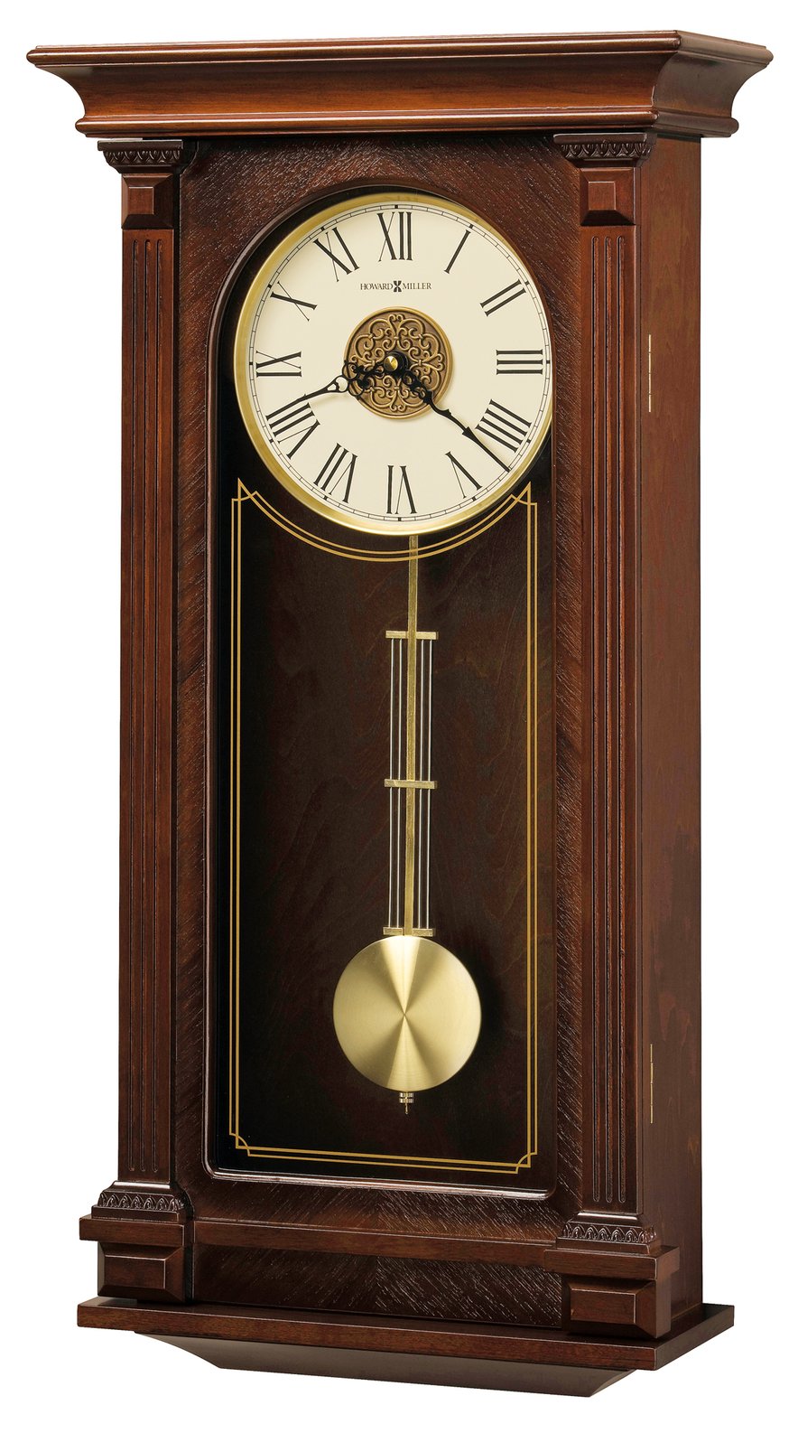 Hekman Furniture 625524 Sinclair Wall Clock - Elegant Cherry Bordeaux Finish, Dual-chime, And Vintage Design Features Cherry Bordeaux Sinclair Wall Clock 625524