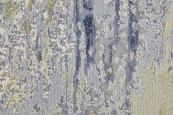 Feizy Rugs Clio Abstract Watercolor Area Rug - Luxurious Machine-made Design With High-low Pile Texture Blue,Orange,Ivory Polypropylene Clo39k1fblumltg00