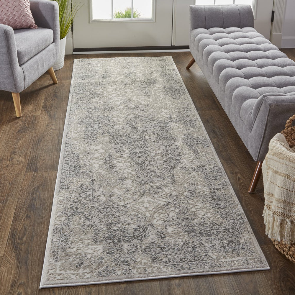 Feizy Rugs Prasad Distressed Geometric Area Rug - Durable, Stain-resistant Polypropylene Blend For High Traffic Areas Ivory,Gray,Black Polypropylene,Polyester 6703682flgy000i71