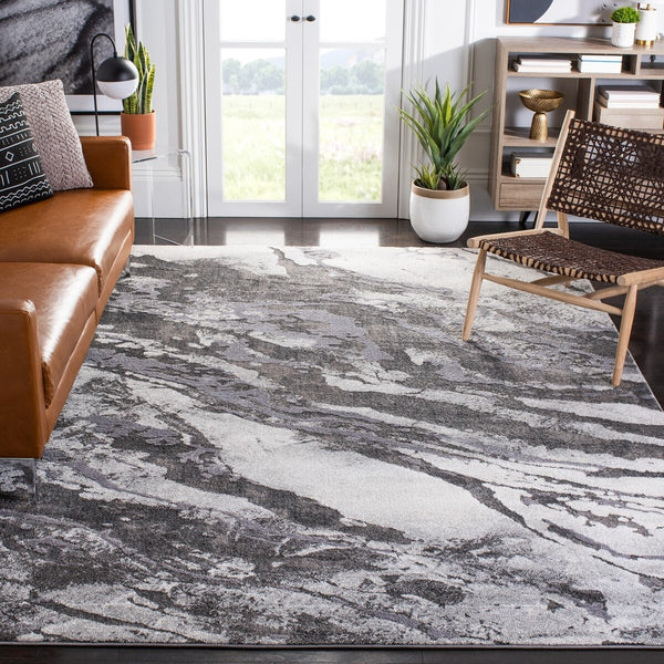 Safavieh Pacific 865 Power Loomed Contemporary Rug Dark Grey / Light Grey 6'-7" x 9'