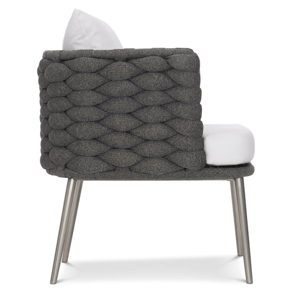 Bernhardt Bernhardt Santa Cruz Outdoor Arm Chair — Cadet Grey All‑Weather Knit, Quick‑Dry Cushions, Stainless Base - Made to Order X02549Q