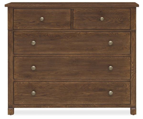 Hooker Furniture Driftwood Buckboard Five-Drawer Chest With Cedar Lined Bottom, Self-Closing Drawers & Knobs Medium Wood 6820-90011-85