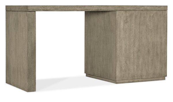 Hooker Furniture Linville Desk 60" With File Cabinet — Smoked Mink Oak Veneer, Clean-Lined Design, Locking Storage, Finished Back Gray 6150-10953-85