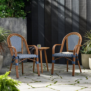 English Elm Bistro Wicker Outdoor Dining Chairs Set of Two with Rust Resistant Aluminum Frame Patio 72905.00NVY