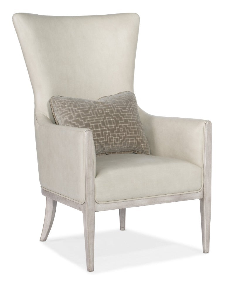 Hooker Furniture Kyndall Club Chair In Semi-Aniline Top-Grain Leather With Contrasting Kidney Pillow And Wood Legs Beige CC903-003