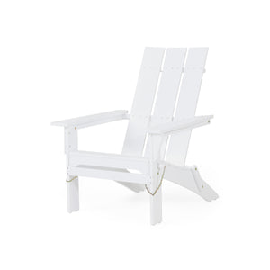 English Elm Zuma Solid Acacia Foldable Adirondack Chair Rustic Outdoor Lounger for Deck or Patio White 68319.00WHI