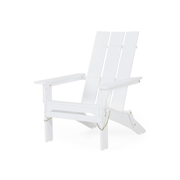 English Elm Zuma Solid Acacia Foldable Adirondack Chair Rustic Outdoor Lounger for Deck or Patio White 68319.00WHI