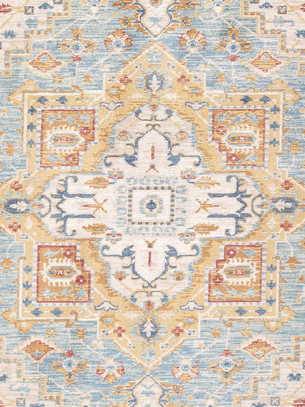 Pasargad Home Heritage Collection L. Blue Fabric Area Rug - Stylish Power-loom Design For Any Room   Pfh-02 6x6