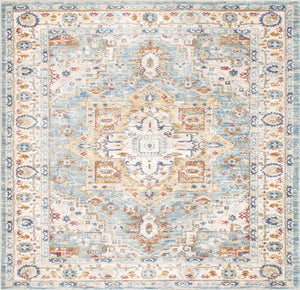 Pasargad Home Heritage Collection L. Blue Fabric Area Rug - Stylish Power-loom Design For Any Room   Pfh-02 6x6