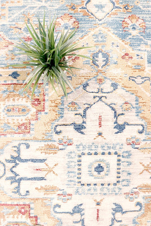 Pasargad Home Heritage Collection L. Blue Fabric Area Rug - Stylish Power-loom Design For Any Room   Pfh-02 6x6