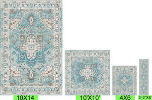 Pasargad Home Heritage Collection L. Blue Fabric Area Rug - Stylish Power-loom Design For Any Room   Pfh-02 12x15