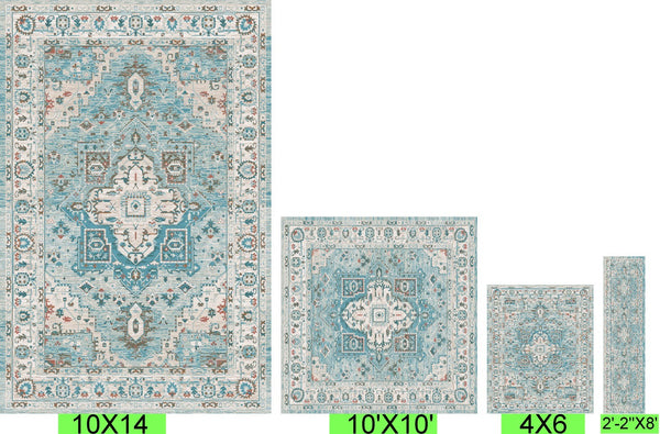 Pasargad Home Heritage Collection L. Blue Fabric Area Rug - Stylish Power-loom Design For Any Room   Pfh-02 12x15