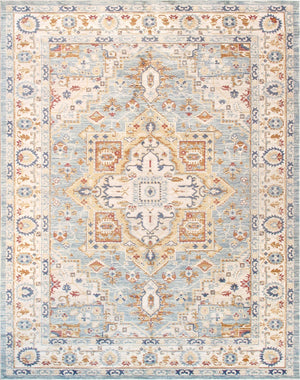 Pasargad Home Heritage Collection L. Blue Fabric Area Rug - Stylish Power-loom Design For Any Room   Pfh-02 12x15