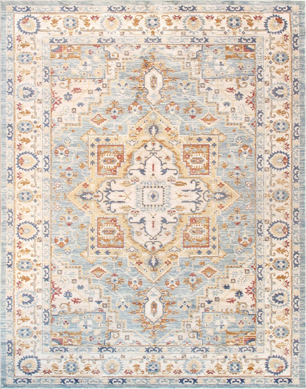 Pasargad Home Heritage Collection L. Blue Fabric Area Rug - Stylish Power-loom Design For Any Room   Pfh-02 12x15