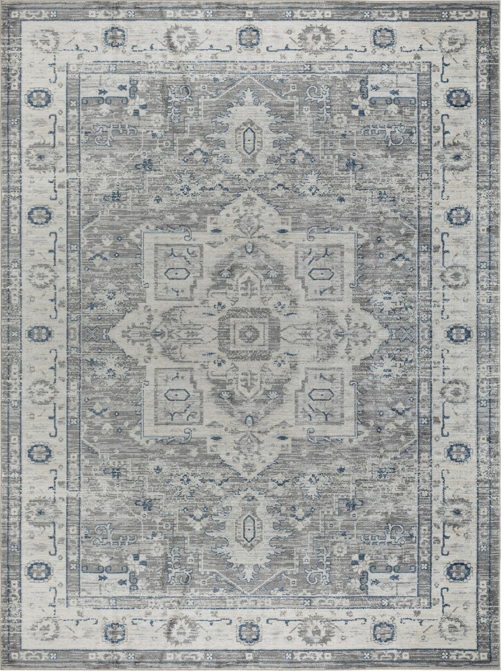 Pasargad Home Heritage Collection L. Blue Fabric Area Rug - Stylish Power-loom Design For Any Room   Pfh-02g 4x6