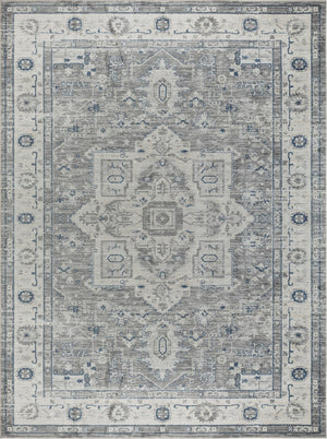 Pasargad Home Heritage Collection L. Blue Fabric Area Rug - Stylish Power-loom Design For Any Room   Pfh-02g 4x6