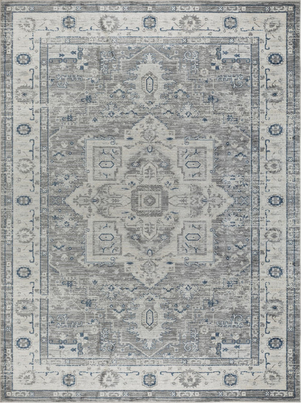 Pasargad Home Heritage Collection L. Blue Fabric Area Rug - Stylish Power-loom Design For Any Room   Pfh-02g 4x6