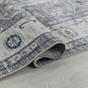 Pasargad Home Heritage Collection L. Blue Fabric Area Rug - Stylish Power-loom Design For Any Room   Pfh-02g 4x6