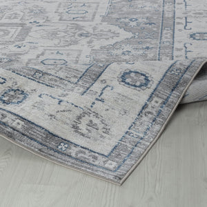 Pasargad Home Heritage Collection L. Blue Fabric Area Rug - Stylish Power-loom Design For Any Room   Pfh-02g 4x6