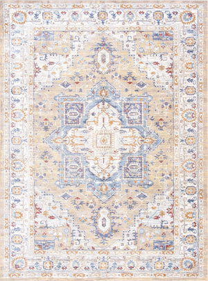 Pasargad Home Heritage Collection L. Blue Fabric Area Rug - Stylish Power-loom Design For Any Room   Pfh-02gld 10x14