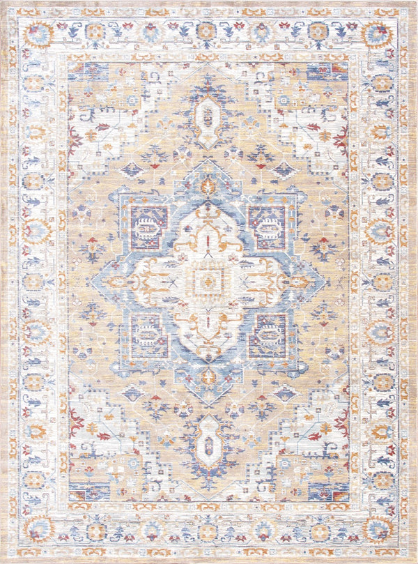 Pasargad Home Heritage Collection L. Blue Fabric Area Rug - Stylish Power-loom Design For Any Room   Pfh-02gld 10x14