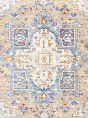Pasargad Home Heritage Collection L. Blue Fabric Area Rug - Stylish Power-loom Design For Any Room   Pfh-02gld 10x14
