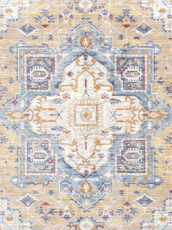 Pasargad Home Heritage Collection L. Blue Fabric Area Rug - Stylish Power-loom Design For Any Room   Pfh-02gld 10x14