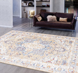 Pasargad Home Heritage Collection L. Blue Fabric Area Rug - Stylish Power-loom Design For Any Room   Pfh-02gld 10x14