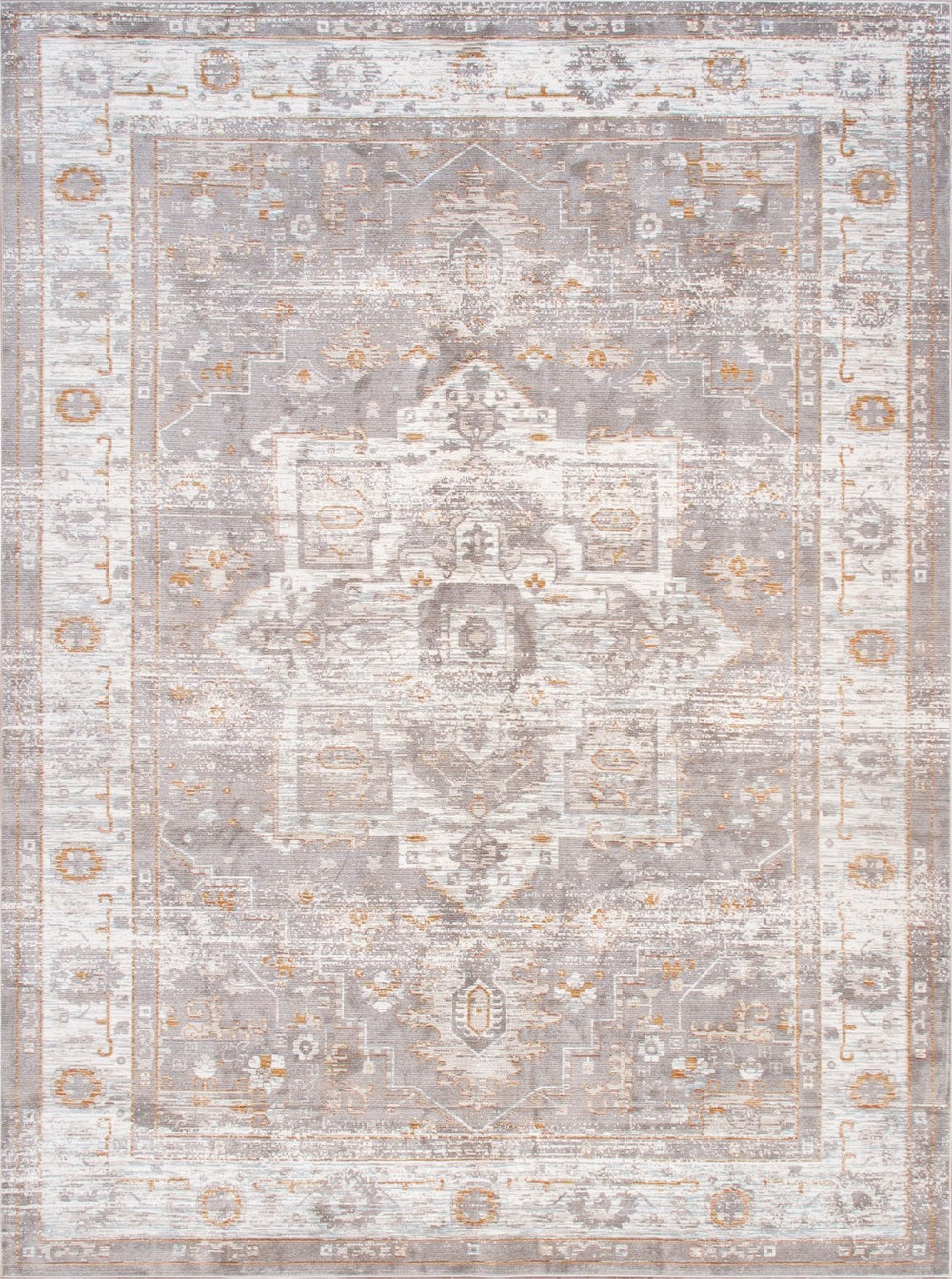 Pasargad Home Turkish Heritage Design Area Rug - Stylish Grey/Ivory Power-loom 10' X 14' For Any Room   Pfh-02sil 10x14