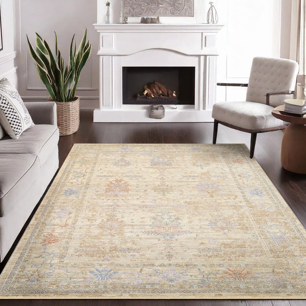 Pasargad Home Turkish Amber Traditional Beige Area Rug - Timeless Elegance For Any Space   Pfh-09 9x12