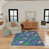 Nourison Imagination IMA16 Machine Made Machine Printed Narrow Border Indoor Only Kids  Rug Navy Multicolor, Navy Multicolor Pile, 100% Polyester 841491134566