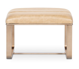 Hooker Furniture Cooper Top-Grain Leather Ottoman With Gold Metal Frame — Modern Rectangular Footrest & Extra Seating CC900-OT-081