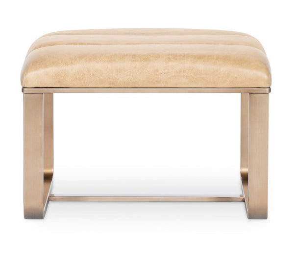 Hooker Furniture Cooper Top-Grain Leather Ottoman With Gold Metal Frame — Modern Rectangular Footrest & Extra Seating CC900-OT-081