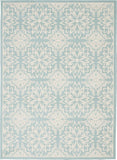 Nourison Jubilant JUB06 Machine Made Power-loomed Narrow Border Indoor Only Farmhouse Contemporary Rug Ivory Green, Aqua 100% Polypropylene 99446478269