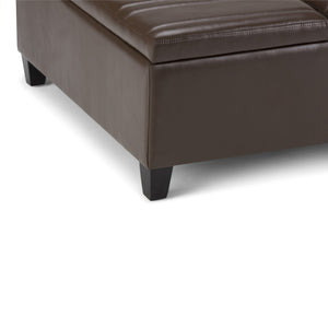 English Elm Ellis Coffee Table Storage Ottoman - Versatile Chocolate Brown Faux Leather For Modern Living Spaces B136P159157