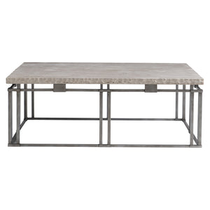 Bernhardt Bernhardt Riverton 48" Square Cocktail Table — Honed Bianco Travertine Top, Silver Interlocking Base 494011
